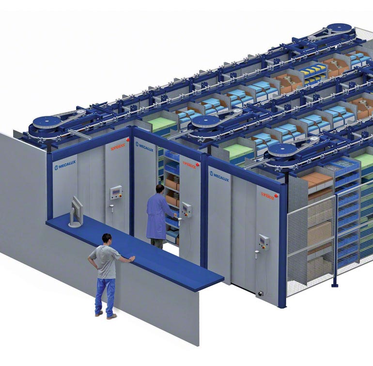 Sistema de almacenaje con carrusel horizontal.