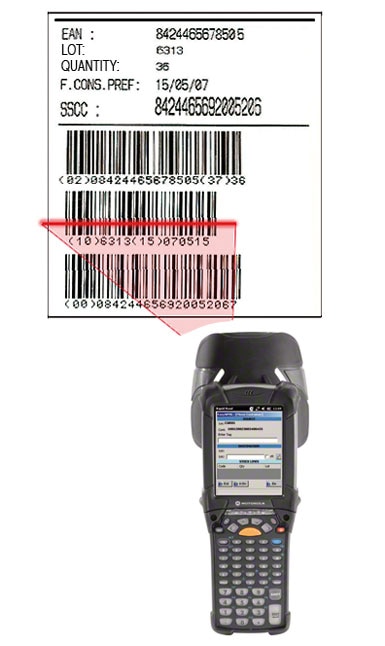 Etiqueta con código de barras EAN-128 en la que se identifica la estiba, el producto que contiene y las características del mismo.