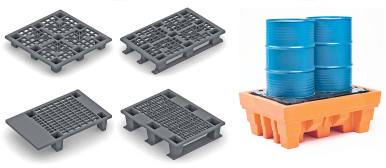 Diferentes modelos constructivos de estibas de plástico