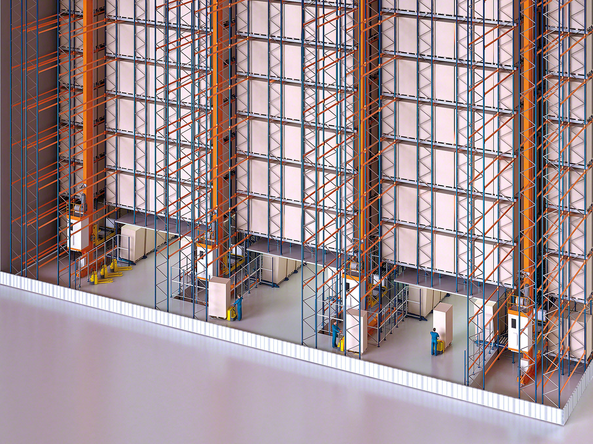 En las estanterías de compactación con Pallet Shuttle se puede destinar el nivel inferior a picking dinámico para aprovechar el espacio del almacén