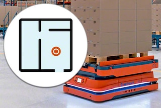 Al configurar el sistema, uno de los AMR escanea la bodega para generar un mapa virtual