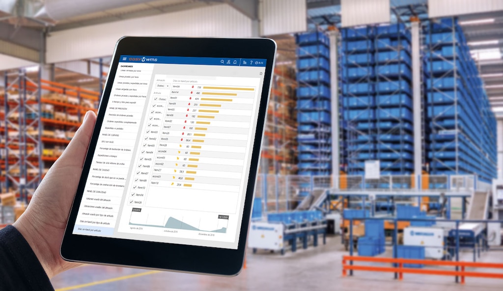 El software de gestión de bodegas clasifica los materiales teniendo en cuenta criterios de consumo