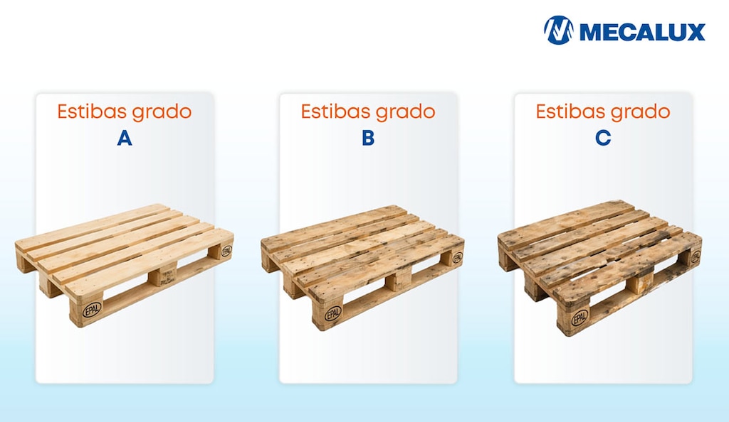 Las características de cada grado de estiba reciclada indican su calidad, resistencia y uso logístico