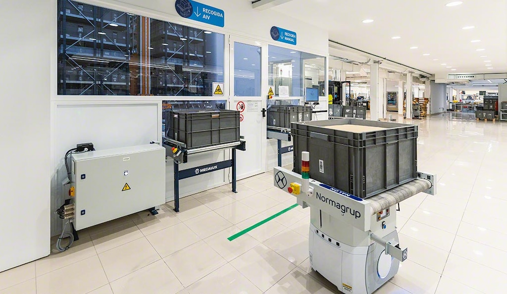 Los AMR de la bodega de Normagrup proporcionan un movimiento de la mercancía flexible y seguro