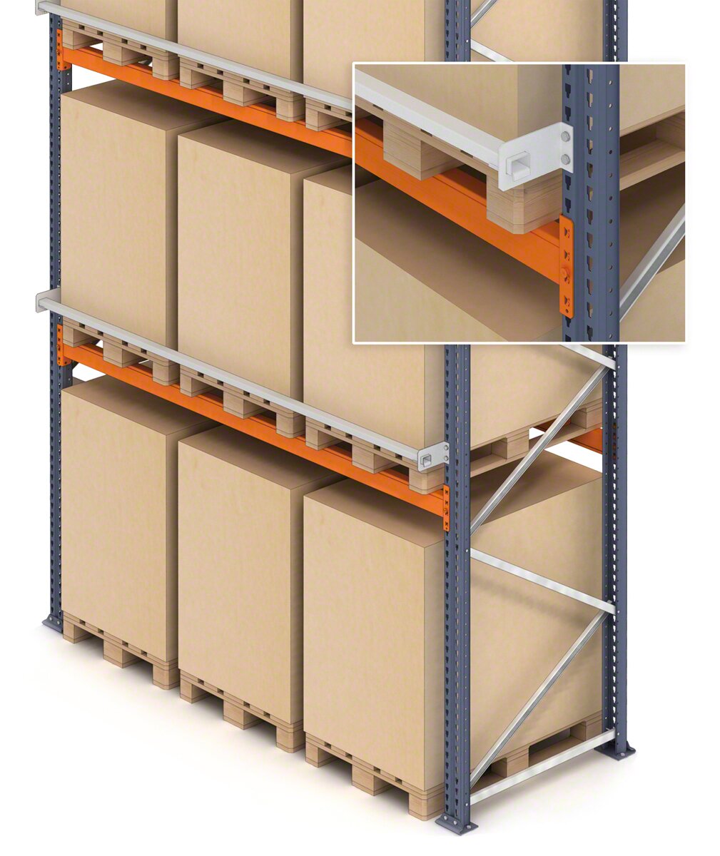 Es posible añadir un perfil de seguridad para la mercancía depositada en las estanterías de estibas